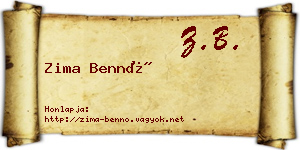 Zima Bennó névjegykártya